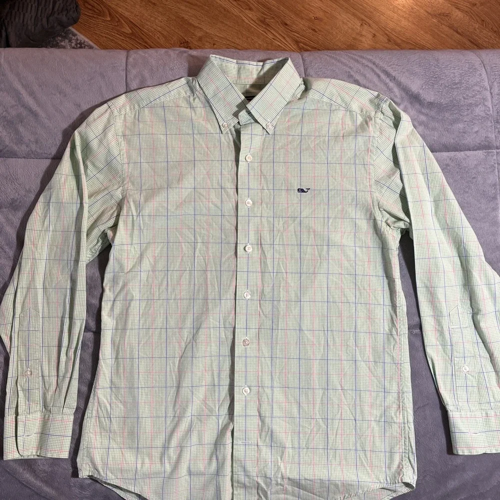 Vineyard‎ Vines Shep & Ian Whale Shirt Men's S Check Green Blue Pink Cotton